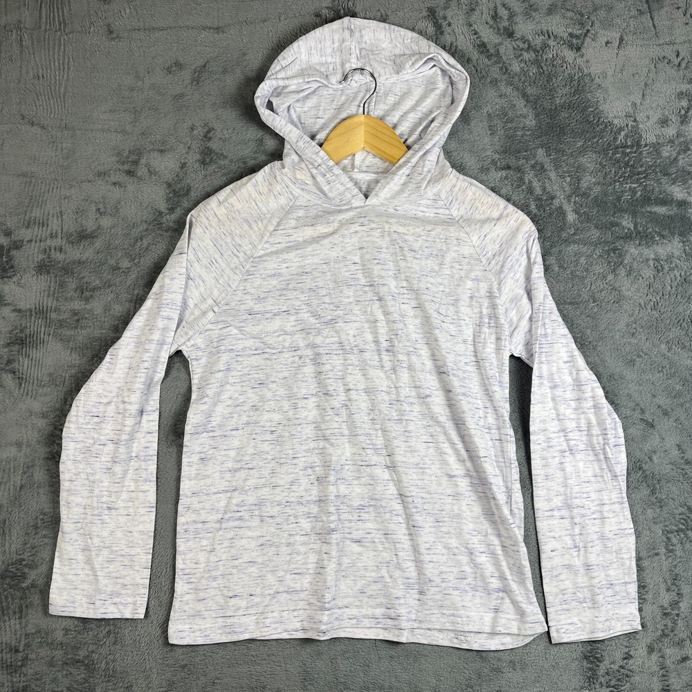 Hollywood The Jean People Shirt Boys Large Gray Space Dye Hooded Raglan Sleeve